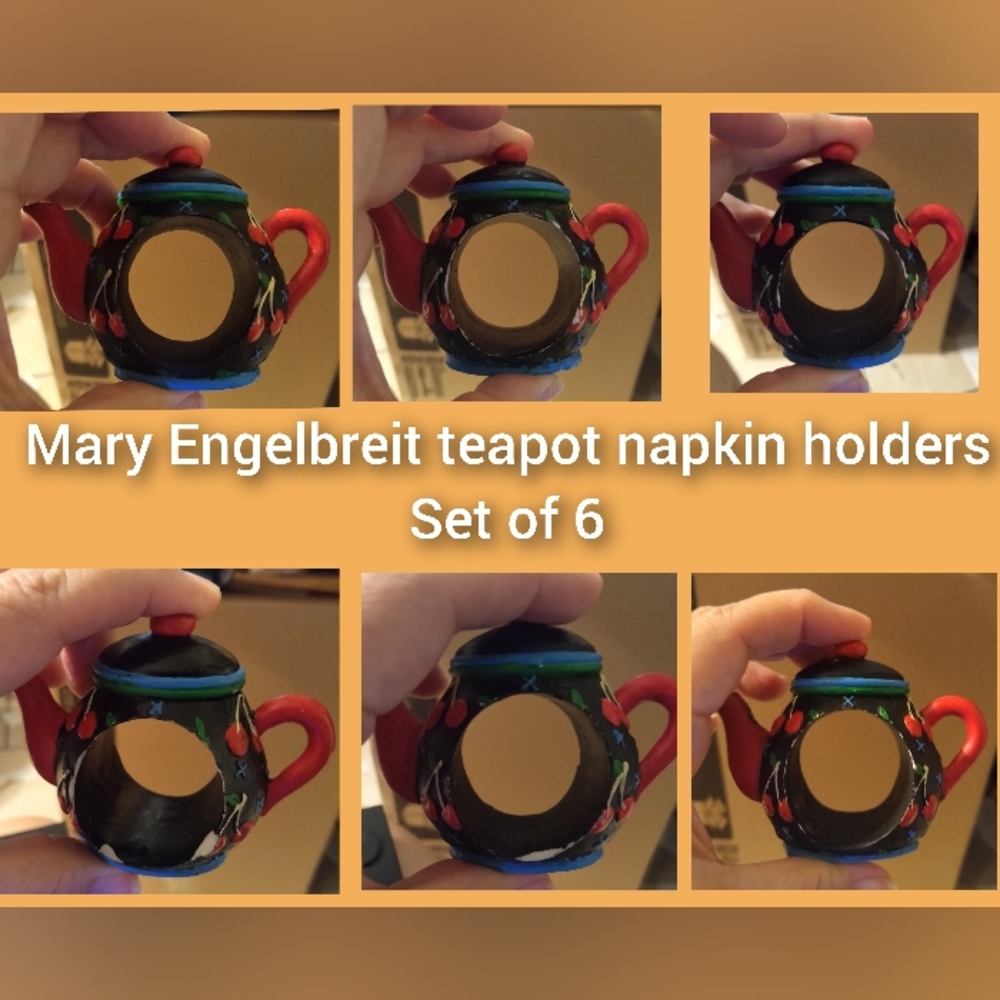 MARY ENGELBREIT Teapot Napkin Holders, Set of 6 (COLLECTOR ITEM)